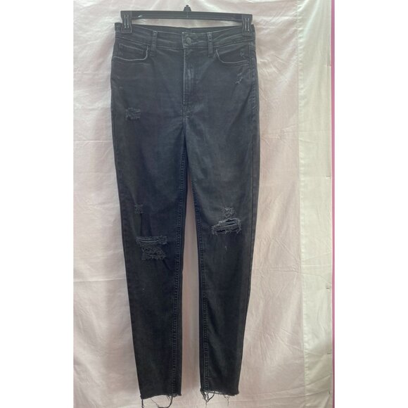 Old Navy  Sz 8-12 Extra High-Rise Rockstar Supper Skinny Distressed Black Jeans - Picture 1 of 8
